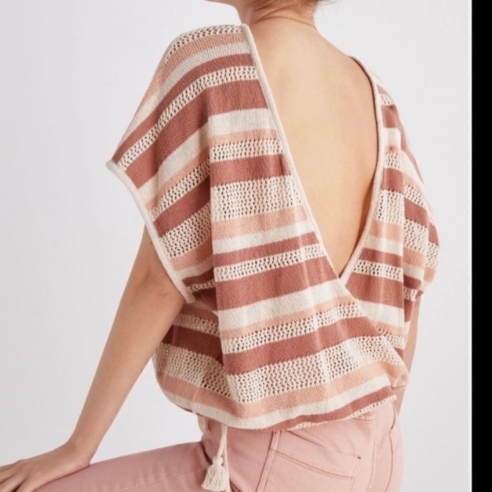 Anthropologie Stripped Side tie Poncho